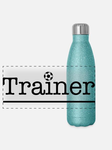 Fußball Trainer - Panorama Glitzer Isolierflasche 500 ml - Blau Glitzer