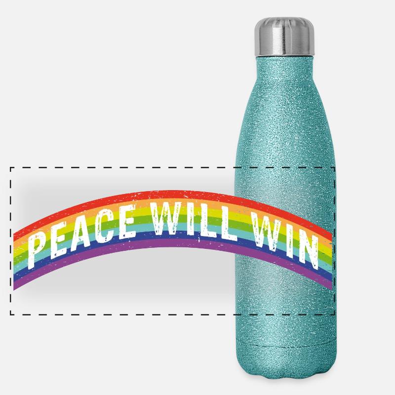 Rainbow Regenbogen Peace will win Panorama Glitzer Isolierflasche 500 ml
