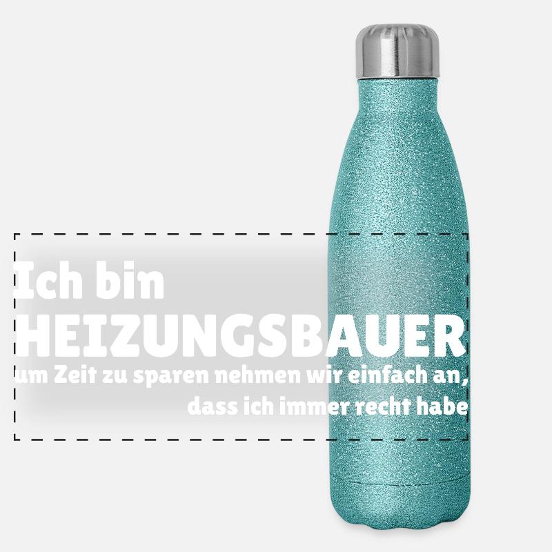 Ich bin Heizungsbauer Panorama Glitzer Isolierflasche 500 ml