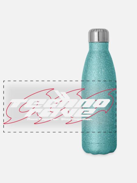 TECHNO RAVE | rave together stay togehter - Panorama Glitzer Isolierflasche 500 ml - Blau Glitzer