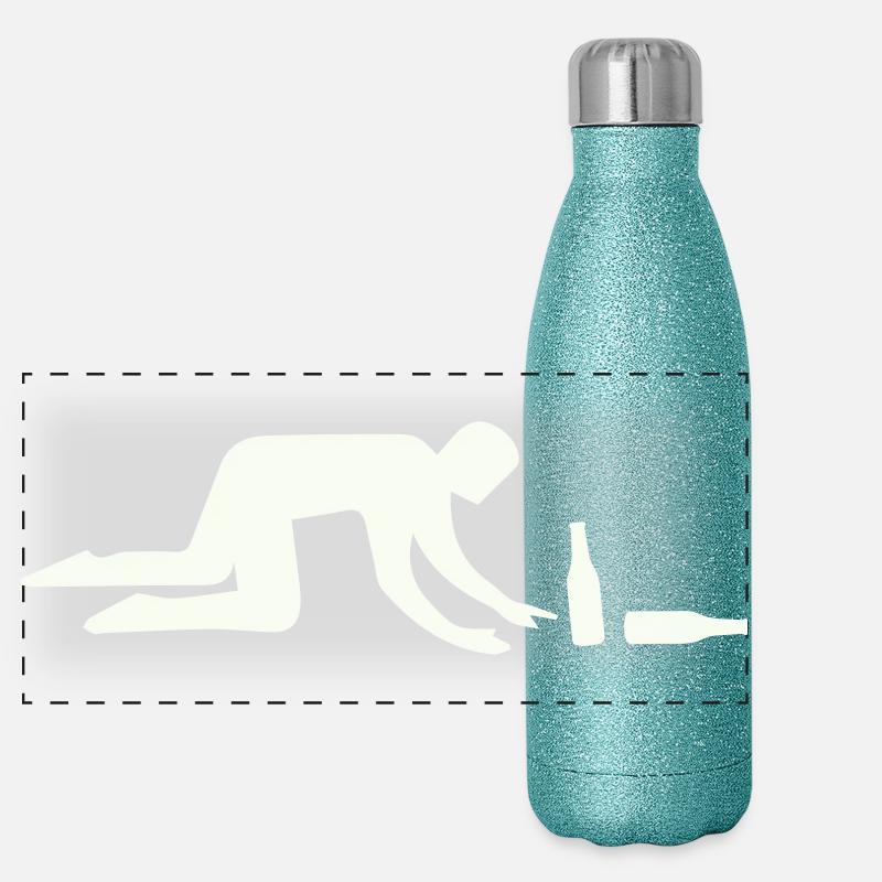 Silhouette d’ivrogne avec bouteille Gourde isotherme panoramique pailletée 500 ml