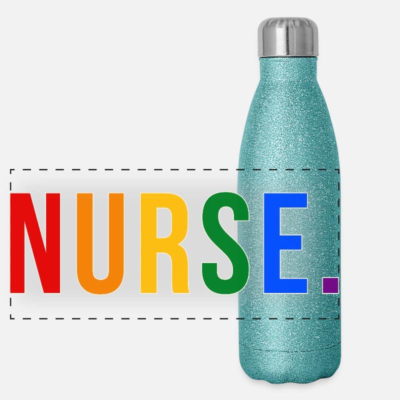 NURSE Rainbow Typography LGBTQ Pride Design Panorama Glitzer Isolierflasche 500 ml