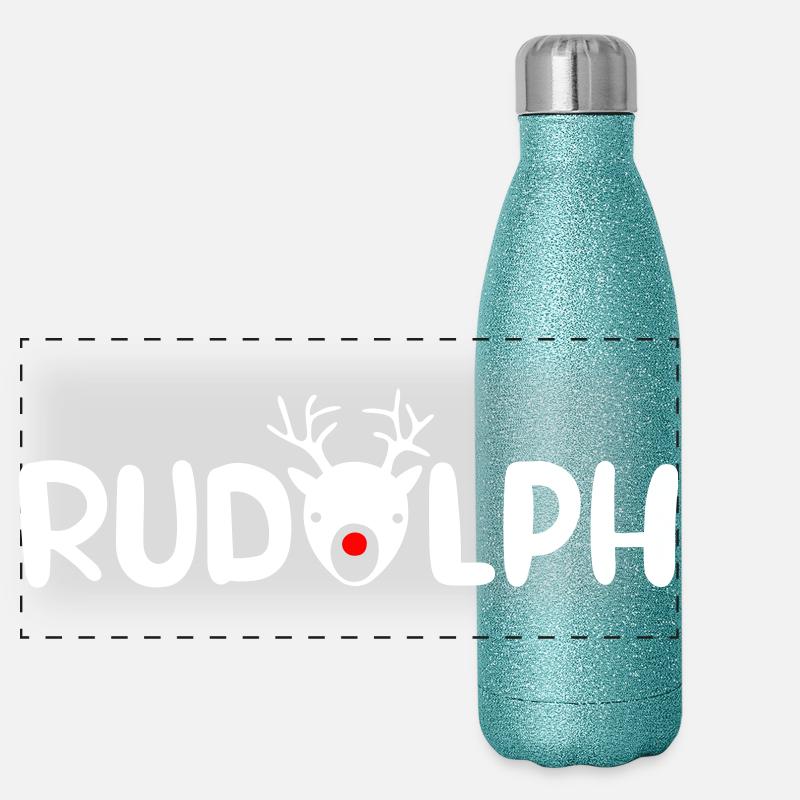 Rudolph bois de Noël chanson perce-oreille Noël Gourde isotherme panoramique pailletée 500 ml