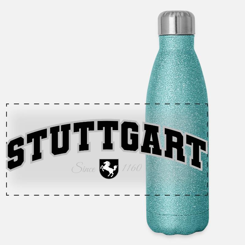 Stuttgart - Panoramic Glitter Thermal Bottle 500 ml - blue glitter