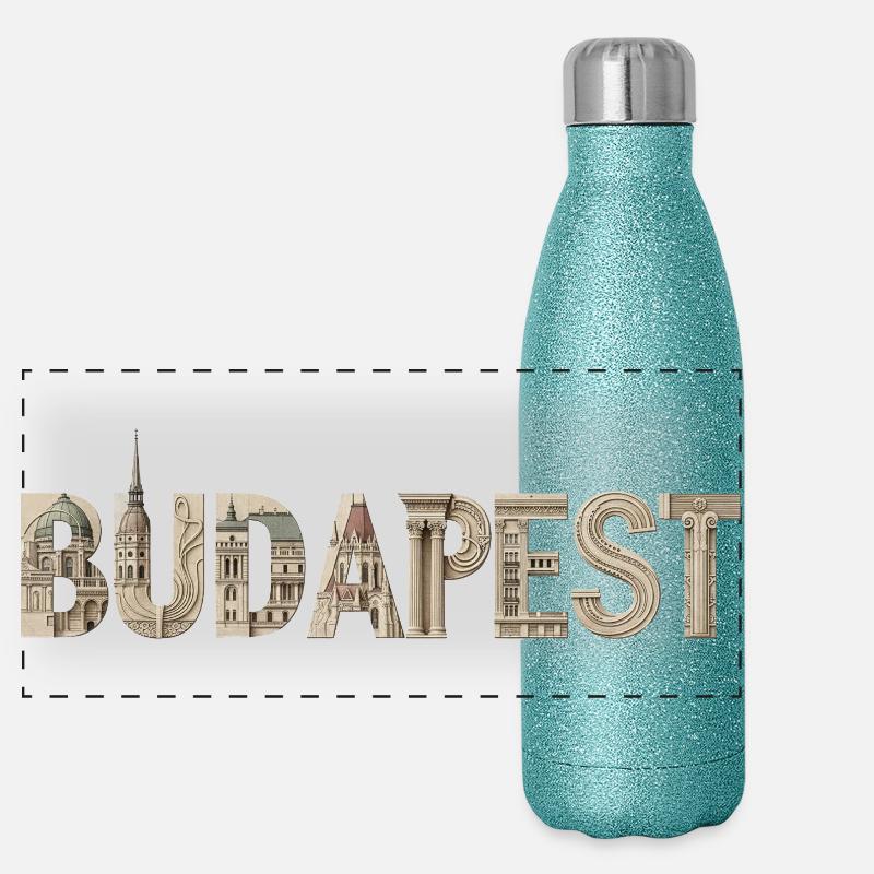 BUDAPEST – Architectural Typography Design Panoramic Glitter Thermal Bottle 500 ml
