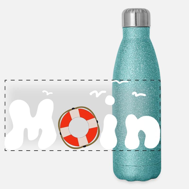 Moin Möwen Rettungsring Nordisch Panorama Glitzer Isolierflasche 500 ml