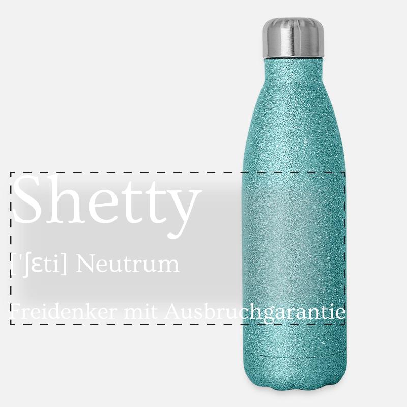Shetland Poney Shetty Libre-penseur Artiste de l’évasion Gourde isotherme panoramique pailletée 500 ml