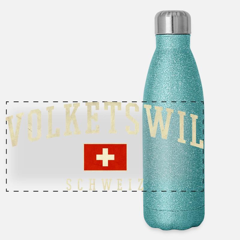 Emblème Volketswill Suisse Gourde isotherme panoramique pailletée 500 ml