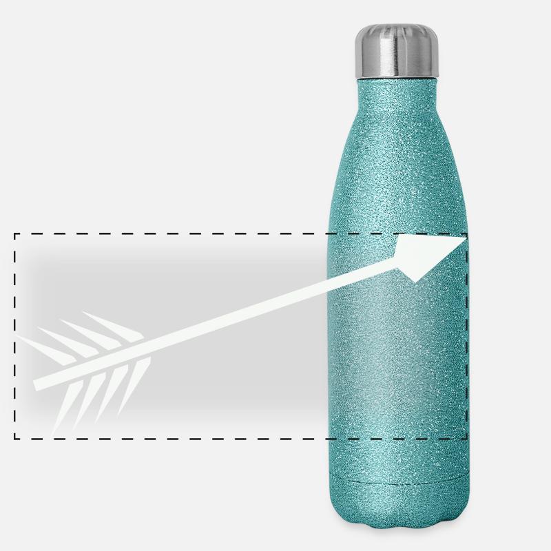 Weißer Pfeil mit Feder Panorama Glitzer Isolierflasche 500 ml
