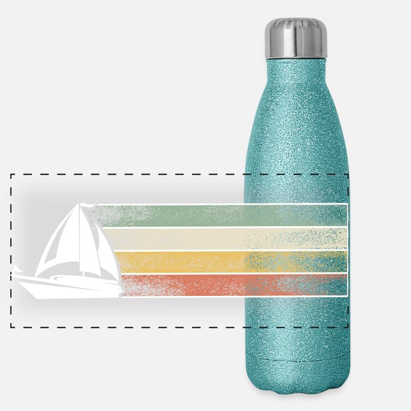 Sailing Sailor Sailboat Retro Vintage Panoramic Glitter Thermal Bottle 500 ml