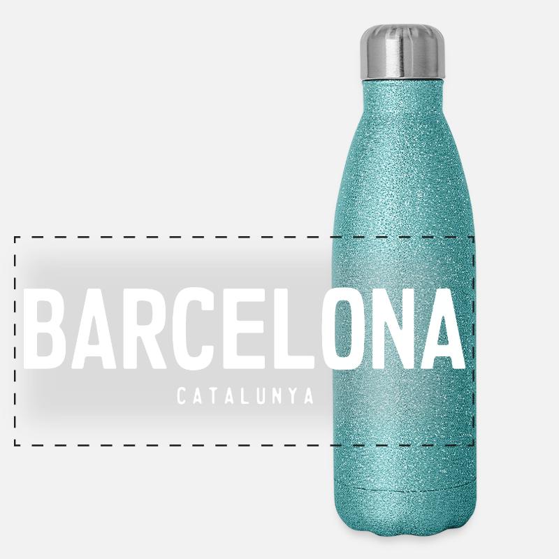 Emblème typographique en gras de Barcelone Gourde isotherme panoramique pailletée 500 ml