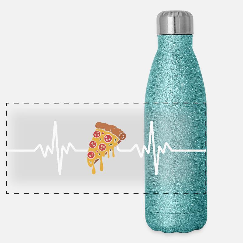Pizza Herzschlag Panorama Glitzer Isolierflasche 500 ml