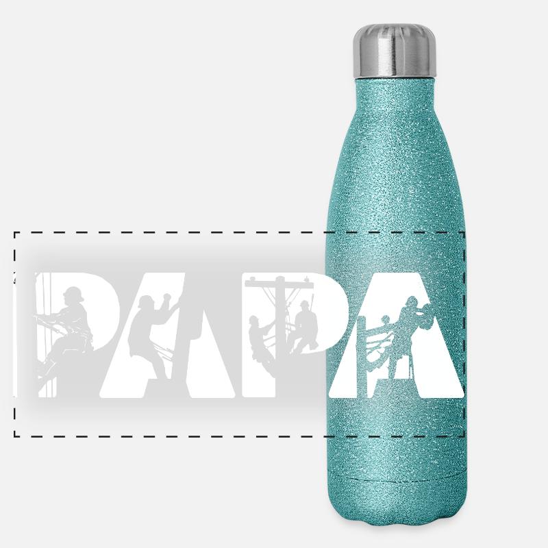 Electrical Line Worker Utility Papa Lineman Dad Panoramic Glitter Thermal Bottle 500 ml