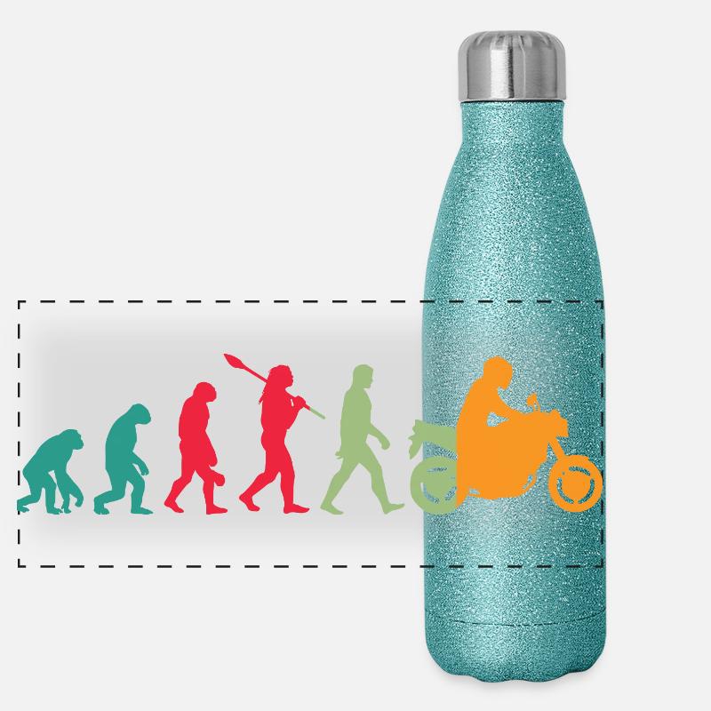 Evolution! Motorrad Geschenk Idee Bikes Panorama Glitzer Isolierflasche 500 ml