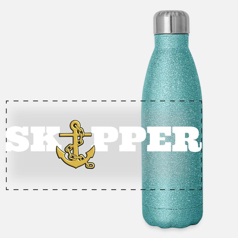 Skipper, Sailor, Seemann mit Anker Panoramic Glitter Thermal Bottle 500 ml