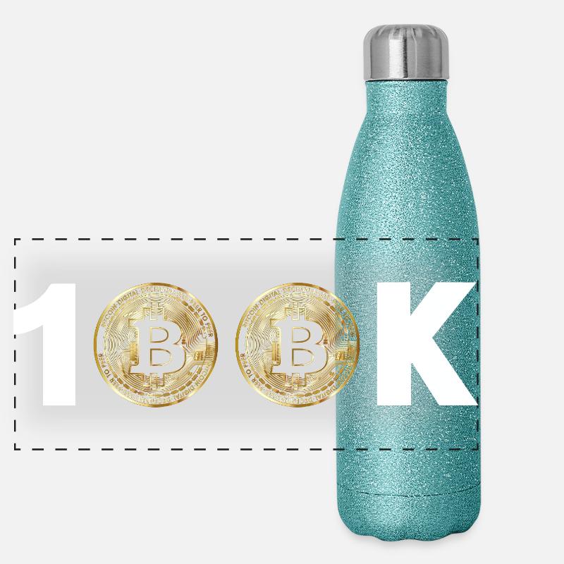 Bitcoin Bitcoin BTC 100k Kryptowährung Panorama Glitzer Isolierflasche 500 ml