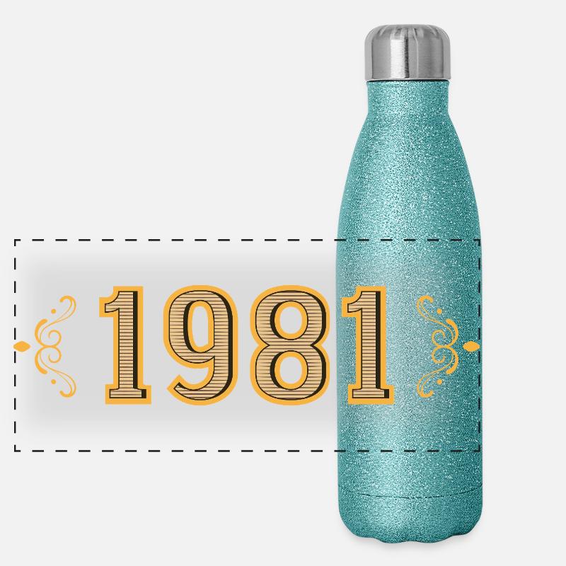 Legende seit 1981 Retro 1981 Panorama Glitzer Isolierflasche 500 ml