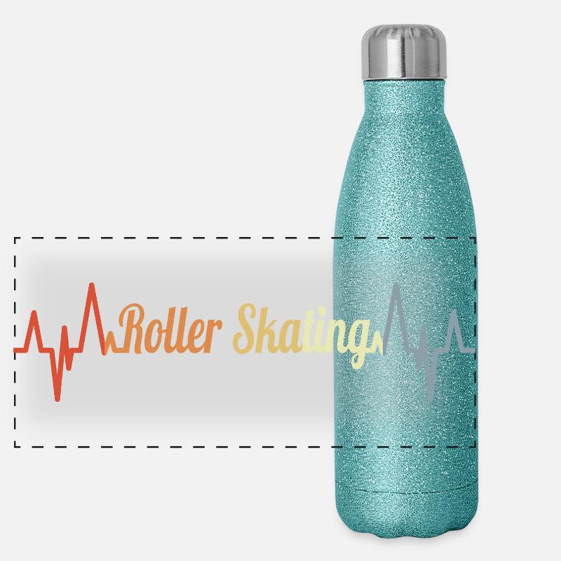 Roller Skates Heart Palpitations Panoramic Glitter Thermal Bottle 500 ml