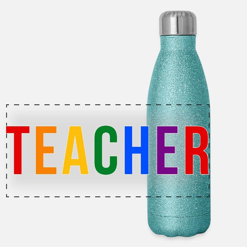 LGBTQ Pride Teacher Typography Design in 90s look Panoramic Glitter Thermal Bottle 500 ml