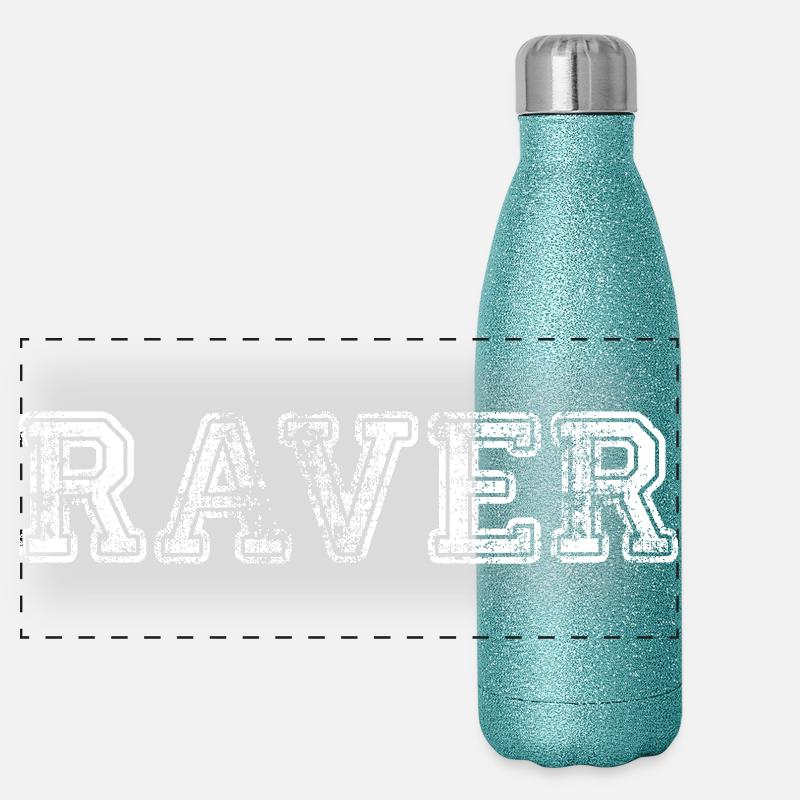 RAVER Rave Techno 90s 90s Gourde isotherme panoramique pailletée 500 ml