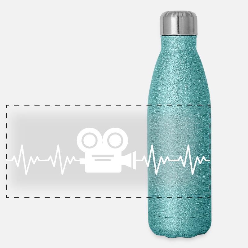 Caméra vidéo Vidéaste ECG Battement de cœur Gourde isotherme panoramique pailletée 500 ml