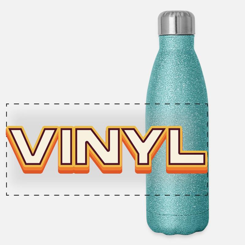 Vinyl Retro Music Typography Design Panorama Glitzer Isolierflasche 500 ml