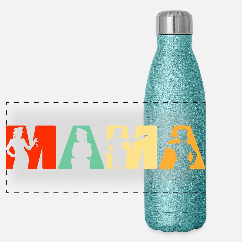 Police Mama Application de la loi Mère Rétro Gourde isotherme panoramique pailletée 500 ml