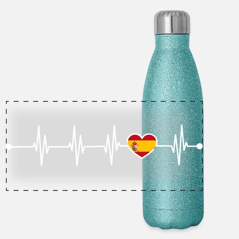 Drapeau de l’Espagne Gourde isotherme panoramique pailletée 500 ml