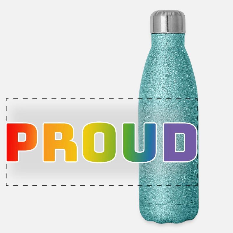 Rainbow proud white Panoramic Glitter Thermal Bottle 500 ml