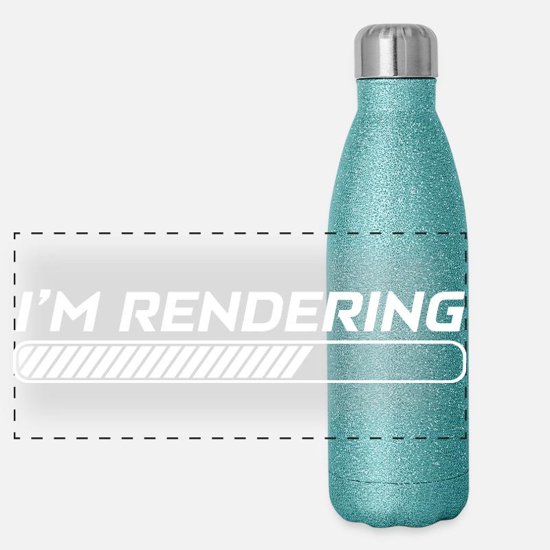 I'm Rendering Video Editor Filmmaker Videographer Panoramic Glitter Thermal Bottle 500 ml