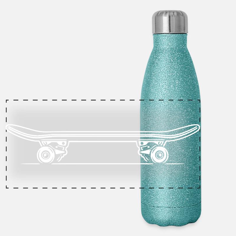 Skateboard | Skater | Skateboarder Geschenk Panorama Glitzer Isolierflasche 500 ml