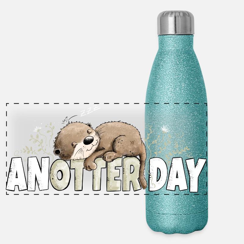 Anotter Day Verträumter Otter Spruch Panorama Glitzer Isolierflasche 500 ml