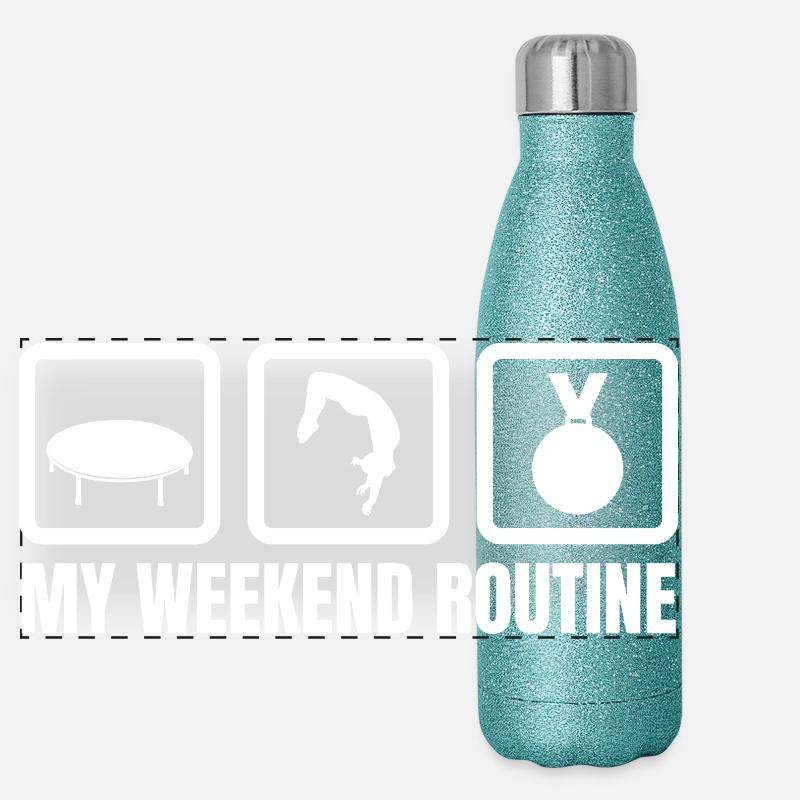 Trampolin Wochenendroutine Panorama Glitzer Isolierflasche 500 ml