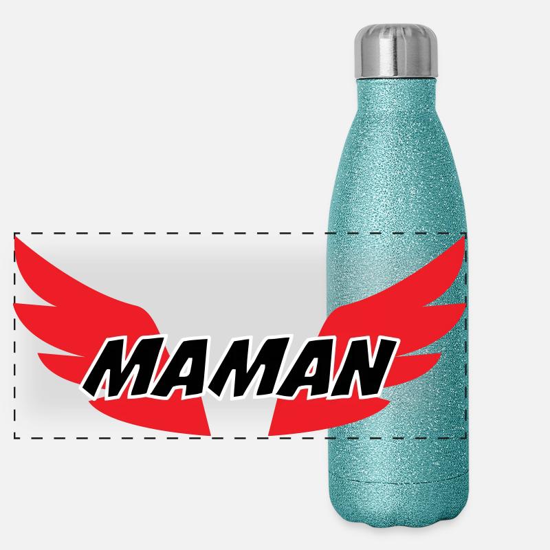 Maman d'Amour - Muttertag Panorama Glitzer Isolierflasche 500 ml