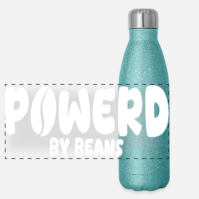 Power by Beans Cartoon Logo Design Panoramic Glitter Thermal Bottle 500 ml