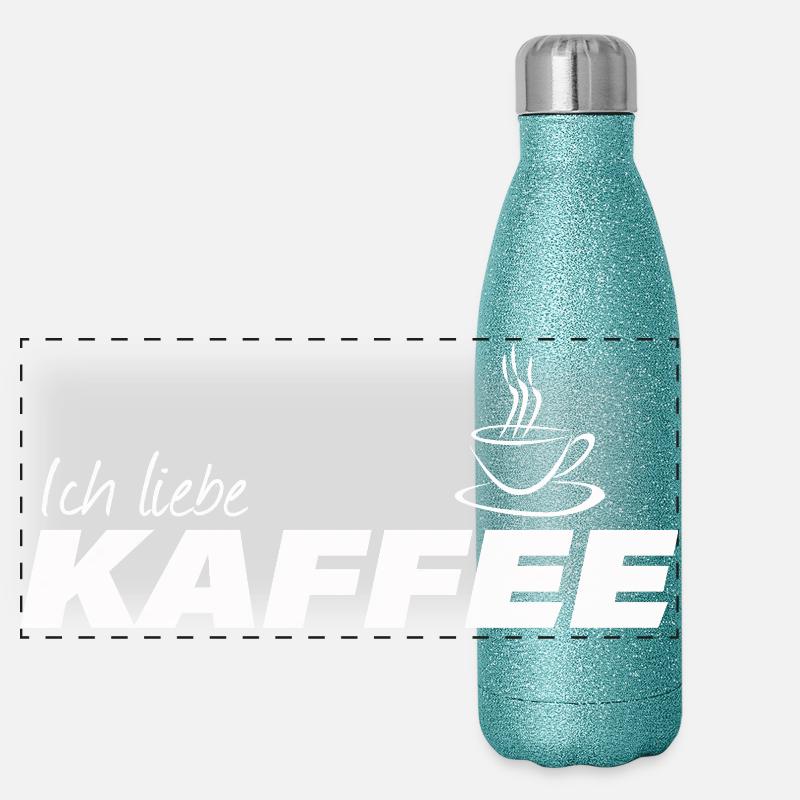 ICH LIEBE KAFFEE Panorama Glitzer Isolierflasche 500 ml