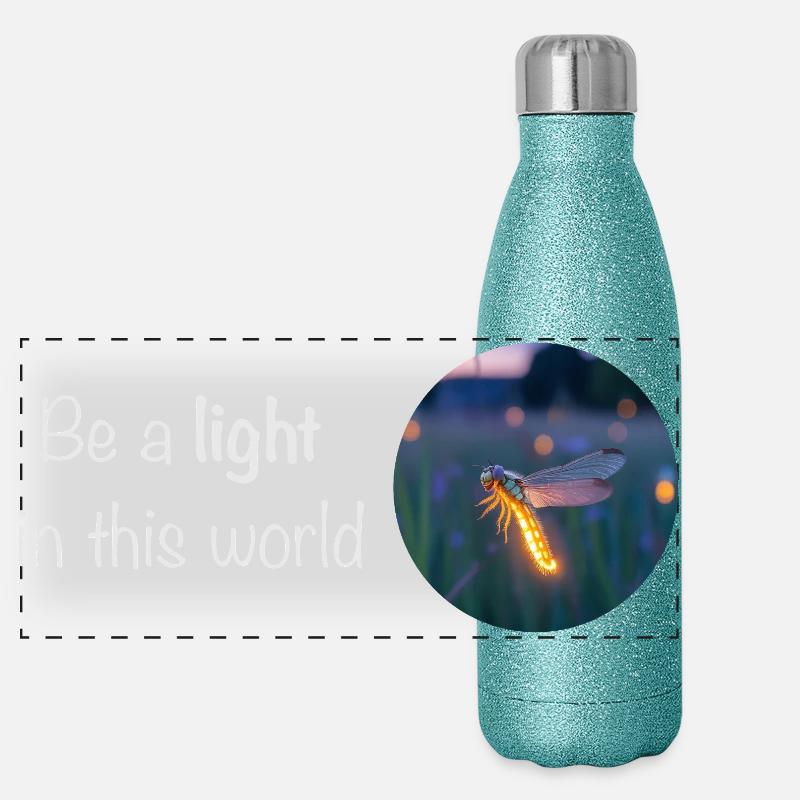 Sei ein Licht in dieser Welt – Glühwürmchen Panorama Glitzer Isolierflasche 500 ml