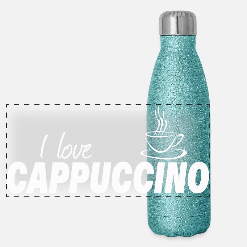 J’ADORE LE CAPPUCCINO Gourde isotherme panoramique pailletée 500 ml