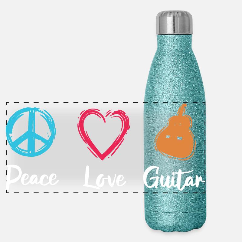 Guitare Peace Love Gourde isotherme panoramique pailletée 500 ml
