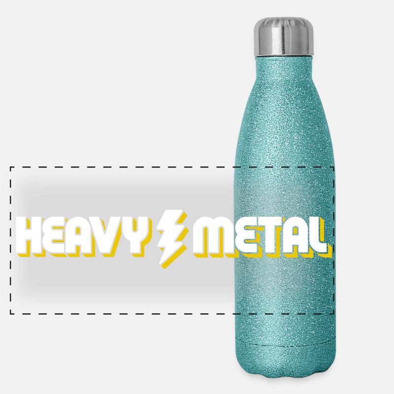 Heavy Metal Lightning Bolt Text Logo Panoramic Glitter Thermal Bottle 500 ml