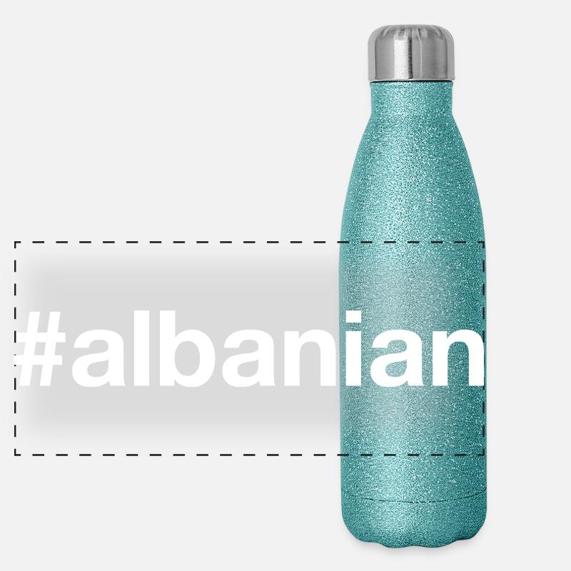 ALBANIAN Albania Hashtag Panoramic Glitter Thermal Bottle 500 ml