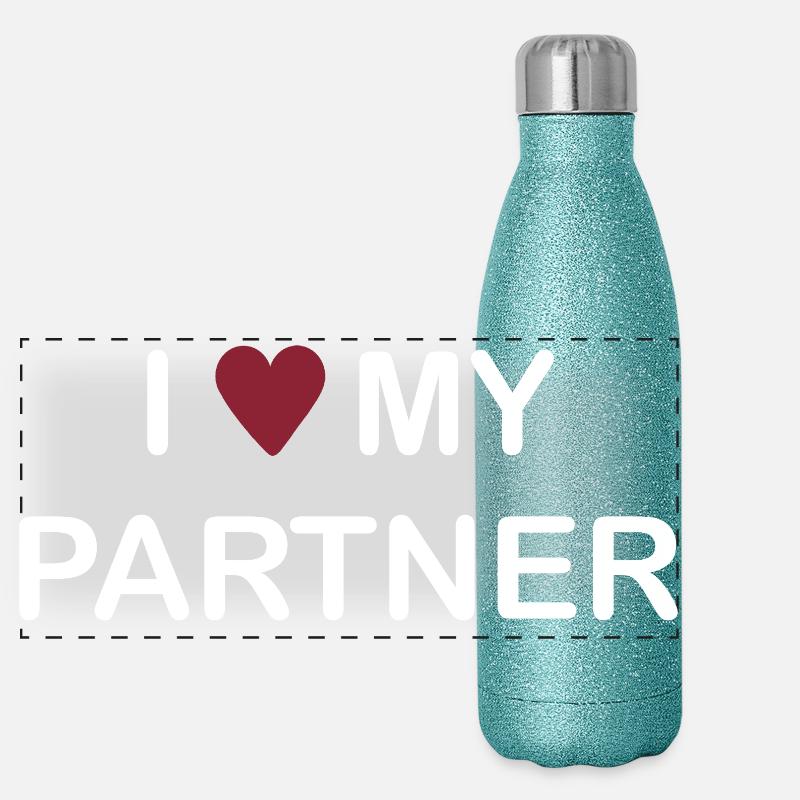 I love My Partner – Pärchen Shirt/Pullover Panorama Glitzer Isolierflasche 500 ml