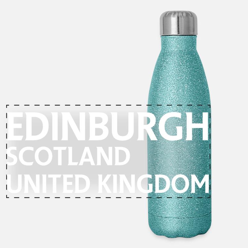 Edinburgh – Schottland Textdesign Panorama Glitzer Isolierflasche 500 ml