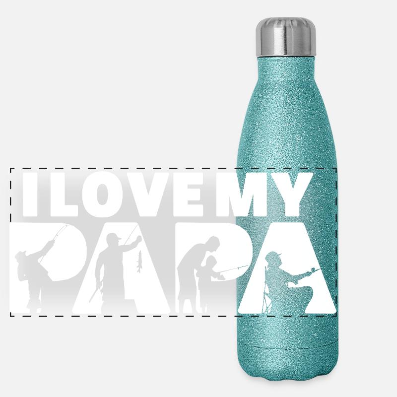J’adore la silhouette de mon Papa Pêcheur Gourde isotherme panoramique pailletée 500 ml
