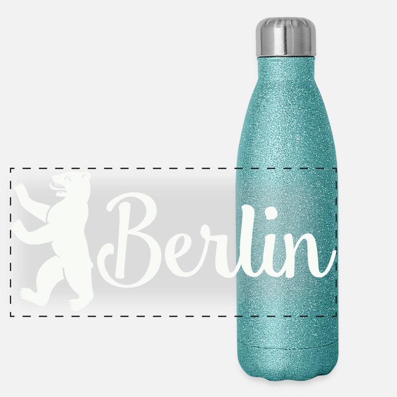 Berlin Bär Logo Schriftzug Panorama Glitzer Isolierflasche 500 ml
