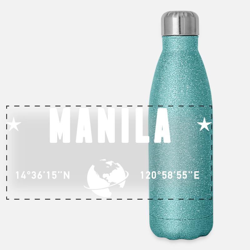 Manille, Philippines, coordonnées : planète Terre blanche Gourde isotherme panoramique pailletée 500 ml