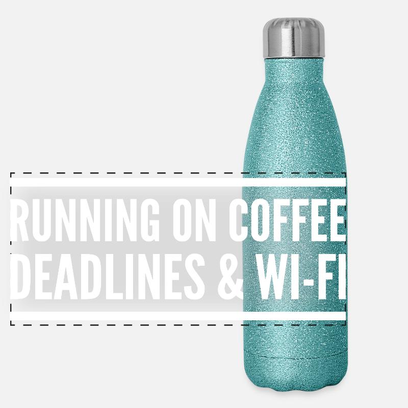 Propulsé par café, délais et Wi-Fi Gourde isotherme panoramique pailletée 500 ml