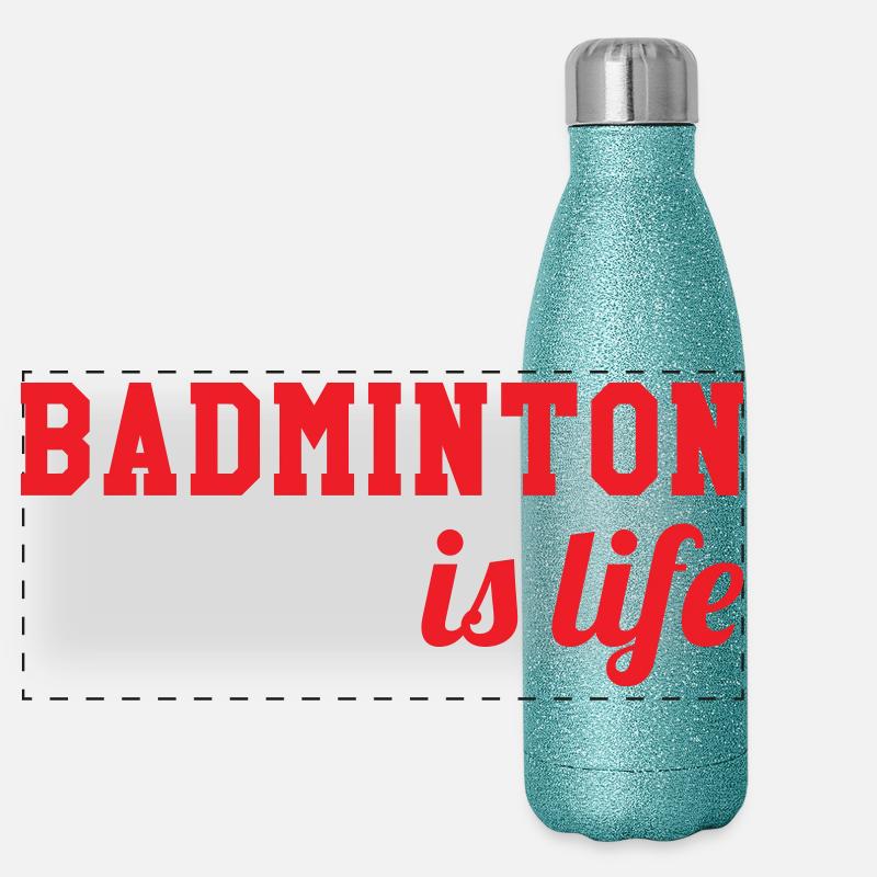 Badminton ist das Leben! Panorama Glitzer Isolierflasche 500 ml