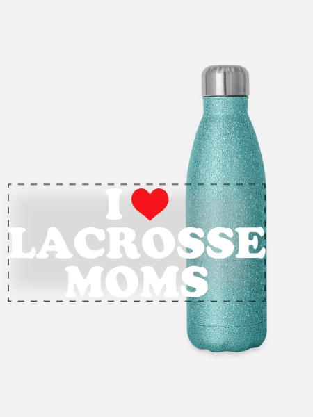 I Love Lacrosse Moms - Panoramic Glitter Thermal Bottle 500 ml - blue glitter - Front
