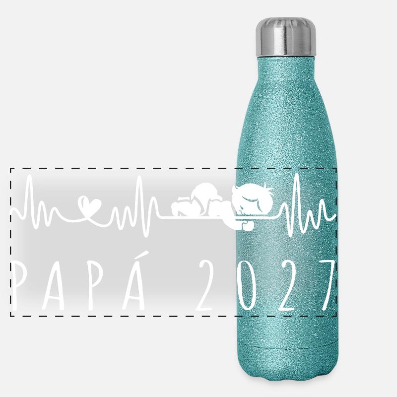 Futuro Papá 2027 Latido del Corazón Embarazo Panorama Glitzer Isolierflasche 500 ml